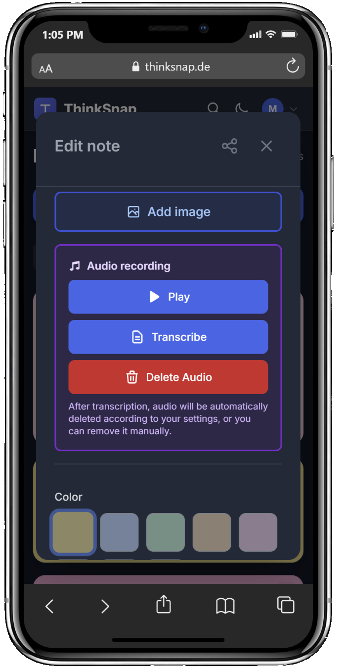 Funciones de organización ThinkSnap