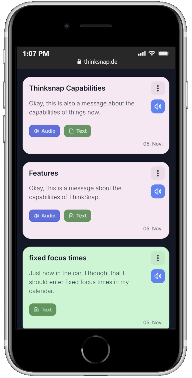 Функция озвучивания ThinkSnap